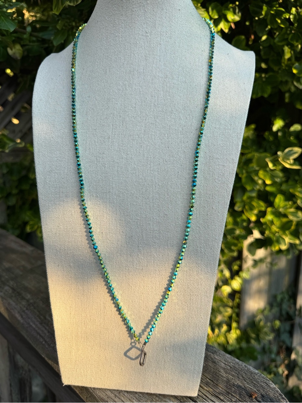 Green Crystal Beaded Double Strand Necklace Mermaid Fairy Core Y2K Nostalgia - Picture 2 of 11